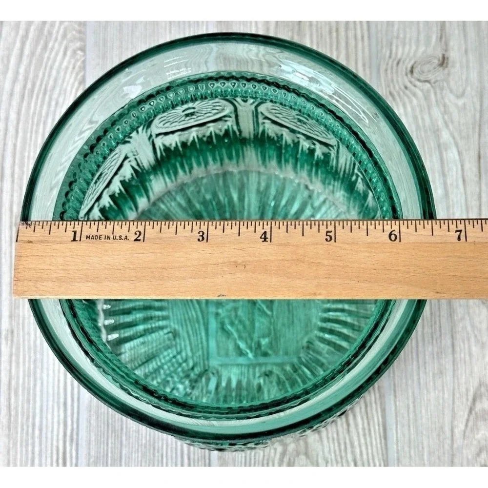 The Pioneer Woman Adeline Turquoise Pressed Glass Lidded Cookie Jar Embossed